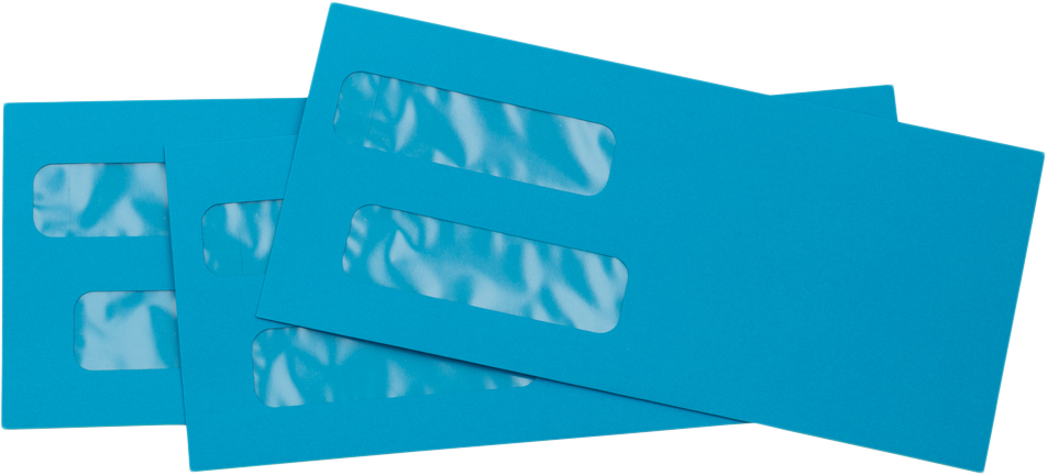 Pool Blue 32lb #10 Invoice Double Window (4 1/8 x 9 1/8) Envelopes with Peel & Seal