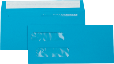 Pool Blue 32lb #10 Invoice Double Window (4 1/8 x 9 1/8) Envelopes with Peel & Seal