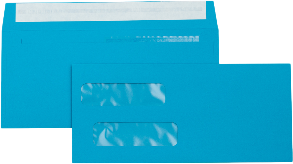 Pool Blue 32lb #10 Invoice Double Window (4 1/8 x 9 1/8) Envelopes with Peel & Seal