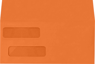 Mandarin Orange 32lb #10 Invoice Double Window (4 1/8 x 9 1/8) Envelopes with Peel & Seal