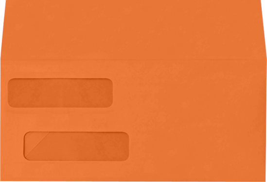 Mandarin Orange 32lb #10 Invoice Double Window (4 1/8 x 9 1/8) Envelopes with Peel & Seal