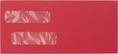 Red 32lb #10 Invoice Double Window (4 1/8 x 9 1/8) Envelopes with Peel & Seal