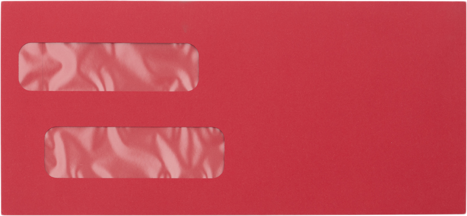 Red 32lb #10 Invoice Double Window (4 1/8 x 9 1/8) Envelopes with Peel & Seal