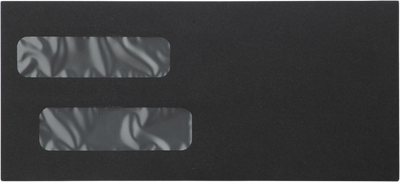 Smooth Midnight Black 32lb #10 Invoice Double Window (4 1/8 x 9 1/8) Envelopes with Peel & Seal