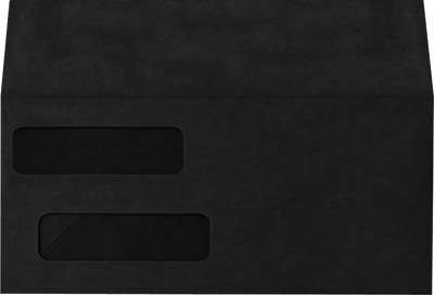 Smooth Midnight Black 32lb #10 Invoice Double Window (4 1/8 x 9 1/8) Envelopes with Peel & Seal