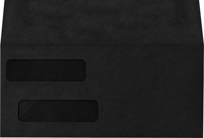 Smooth Midnight Black 32lb #10 Invoice Double Window (4 1/8 x 9 1/8) Envelopes with Peel & Seal