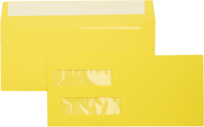 Citrus Yellow 32lb #10 Invoice Double Window (4 1/8 x 9 1/8) Envelopes with Peel & Seal