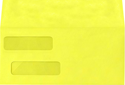 Citrus Yellow 32lb #10 Invoice Double Window (4 1/8 x 9 1/8) Envelopes with Peel & Seal