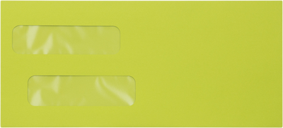 Wasabi Lime Green 32lb #10 Invoice Double Window (4 1/8 x 9 1/8) Envelopes with Peel & Seal