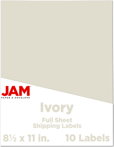 Ivory 8 1/2 x 11 Full Sheet Shipping Labels