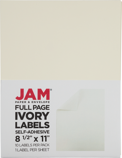Ivory 8 1/2 x 11 Full Sheet Shipping Labels