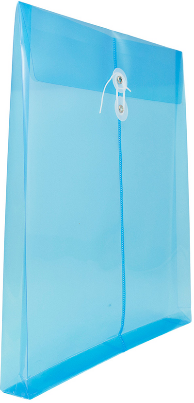 Blue Letter Open End Plastic Envelopes (9 3/4 x 13) with Button & String