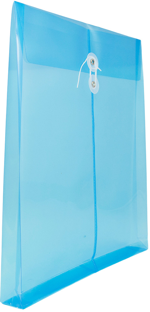 Blue Letter Open End Plastic Envelopes (9 3/4 x 13) with Button & String