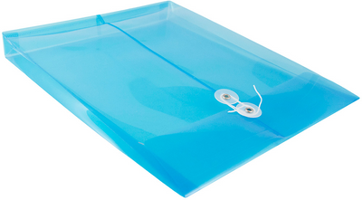 Blue Letter Open End Plastic Envelopes (9 3/4 x 13) with Button & String