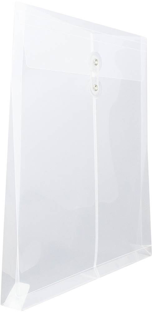 Clear Letter Open End Plastic Envelopes (9 3/4 x 11 3/4) with Button & String