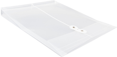 Clear Letter Open End Plastic Envelopes (9 3/4 x 11 3/4) with Button & String