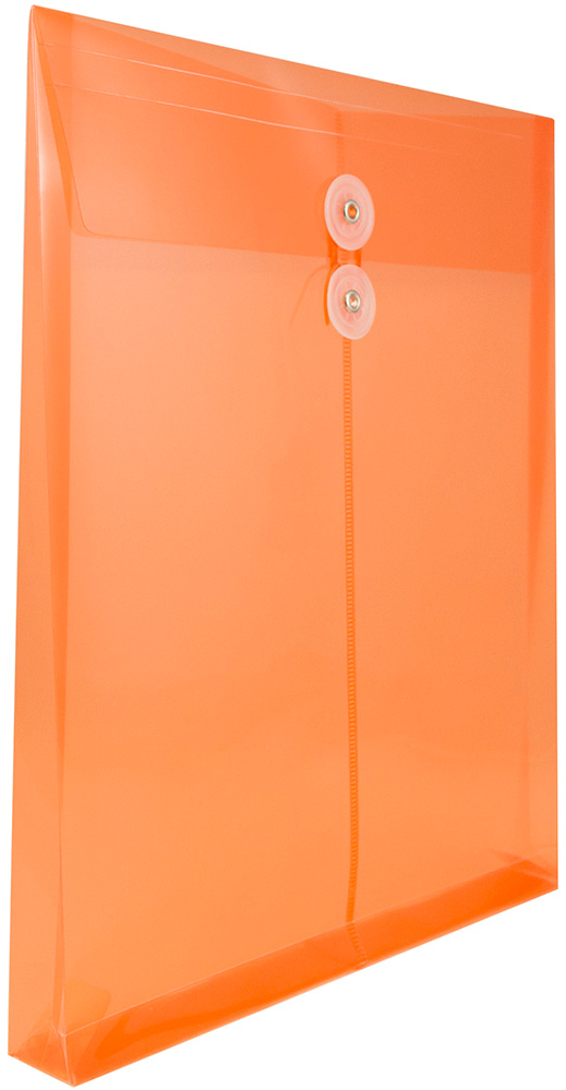 Orange Letter Open End Plastic Envelopes (9 3/4 x 13) with Button & String