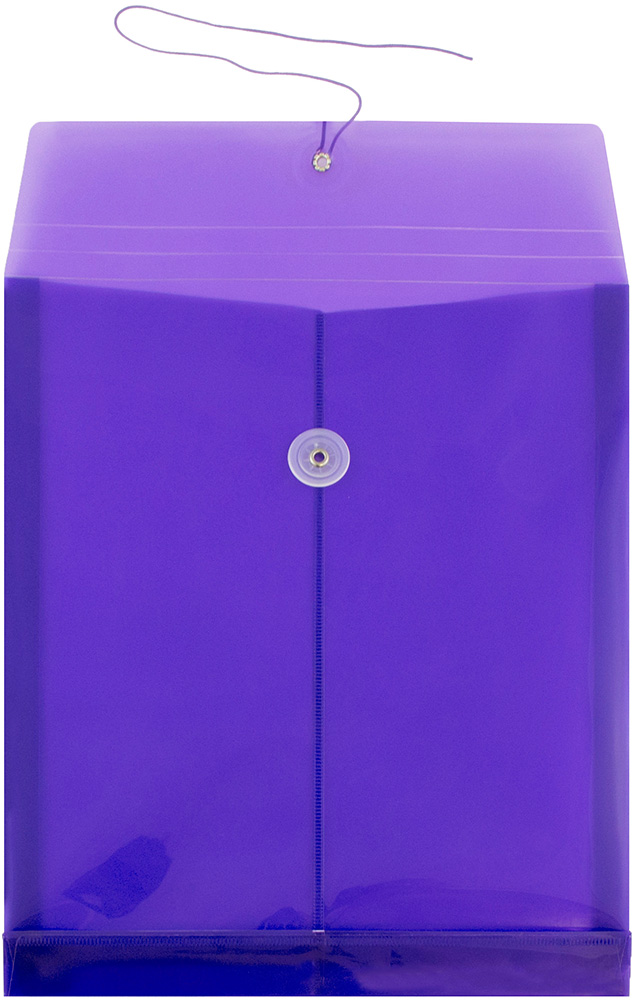 Purple Letter Open End Plastic Envelopes (9 3/4 x 13) with Button & String