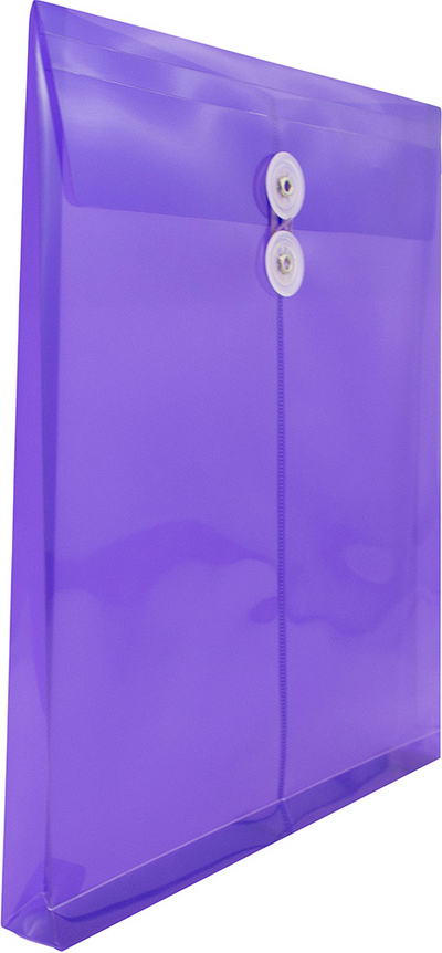 Purple Letter Open End Plastic Envelopes (9 3/4 x 13) with Button & String