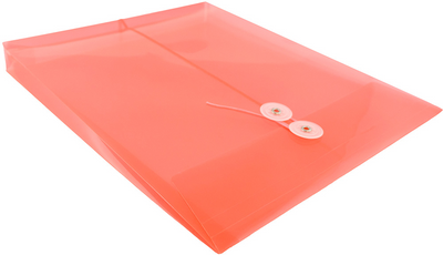 Red Letter Open End Plastic Envelopes (9 3/4 x 13) with Button & String