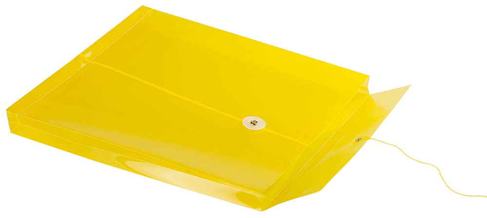 Yellow Letter Open End Plastic Envelopes (9 3/4 x 13) with Button & String