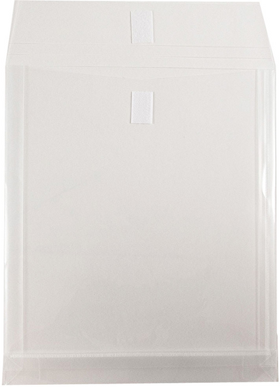 Clear Letter Open End with 1" Expansion Plastic Envelopes (9 3/4 x 11 3/4) with Hook and Loop Closure