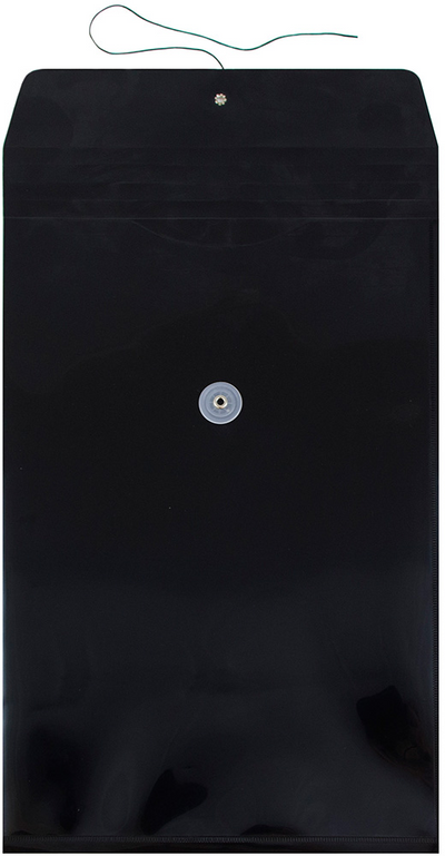 Black Legal Open End Plastic Envelopes (9 3/4 x 14 1/2) with Button & String