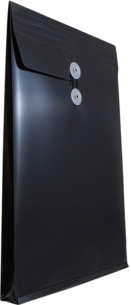 Black Legal Open End Plastic Envelopes (9 3/4 x 14 1/2) with Button & String