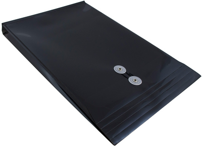 Black Legal Open End Plastic Envelopes (9 3/4 x 14 1/2) with Button & String
