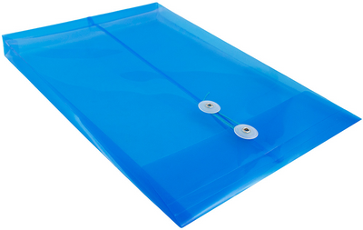 Blue Legal Open End Plastic Envelopes (9 3/4 x 14 1/2) with Button & String