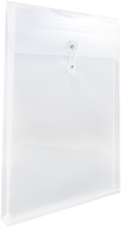 Clear Legal Open End Plastic Envelopes (9 3/4 x 14 1/2) with Button & String