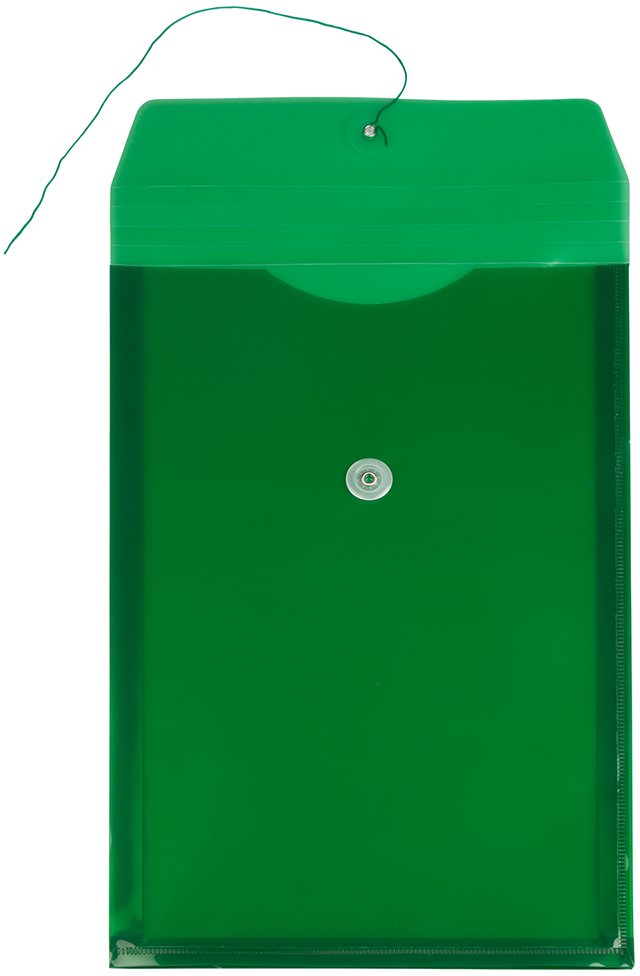 Green Legal Open End Plastic Envelopes (9 3/4 x 14 1/2) with Button & String