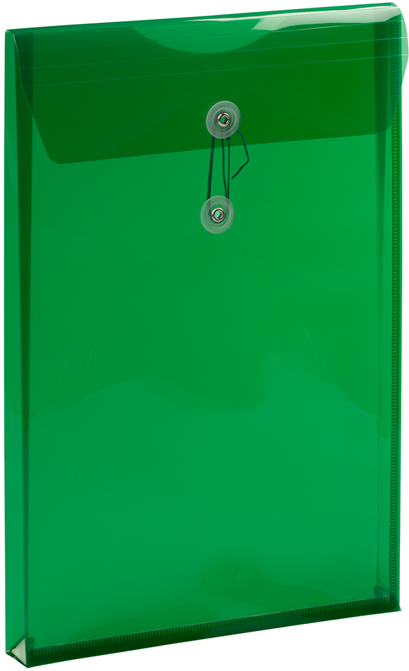 Green Legal Open End Plastic Envelopes (9 3/4 x 14 1/2) with Button & String