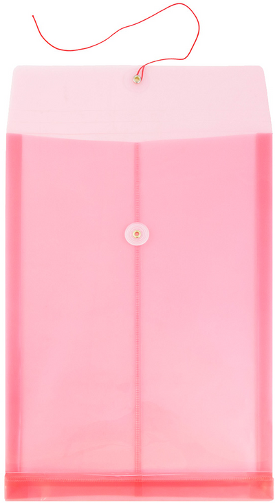 Red Legal Open End Plastic Envelopes (9 3/4 x 14 1/2) with Button & String