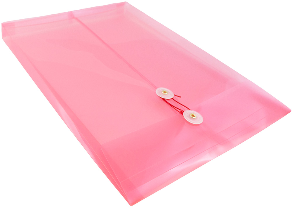 Red Legal Open End Plastic Envelopes (9 3/4 x 14 1/2) with Button & String