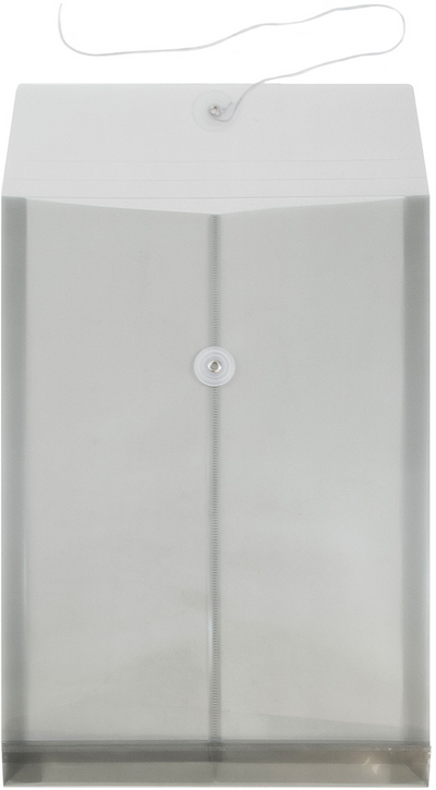 Smoke Gray Legal Open End Plastic Envelopes (9 3/4 x 14 1/2) with Button & String