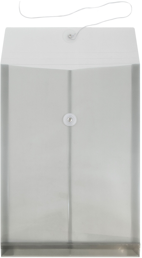 Smoke Gray Legal Open End Plastic Envelopes (9 3/4 x 14 1/2) with Button & String
