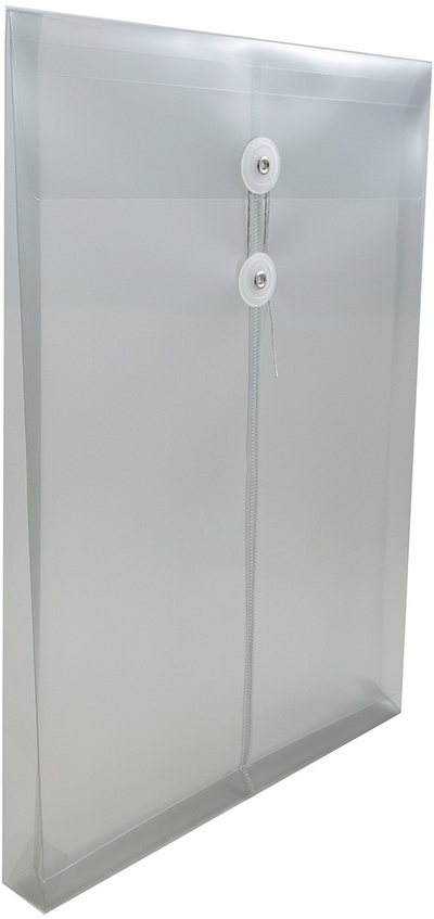 Smoke Gray Legal Open End Plastic Envelopes (9 3/4 x 14 1/2) with Button & String