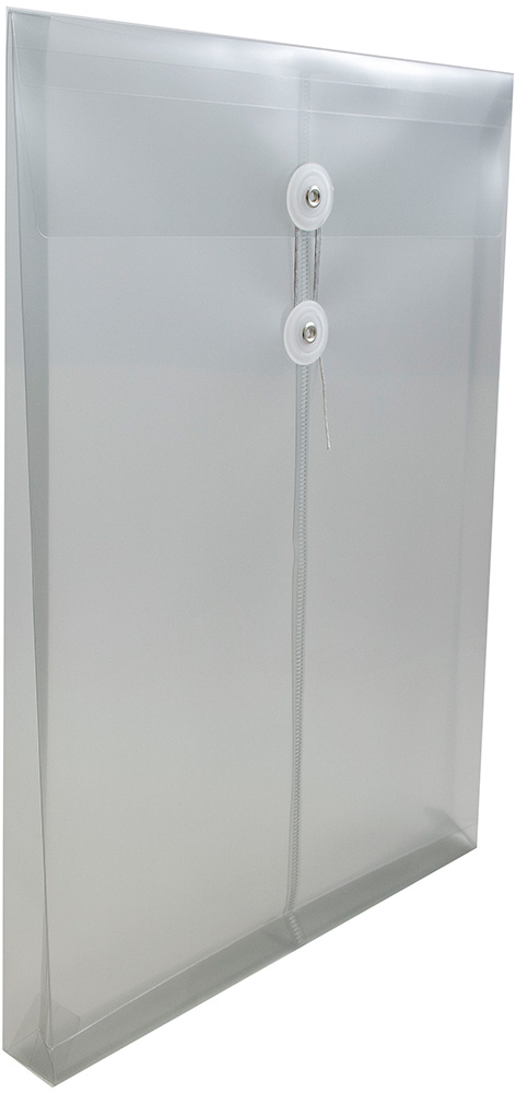 Smoke Gray Legal Open End Plastic Envelopes (9 3/4 x 14 1/2) with Button & String