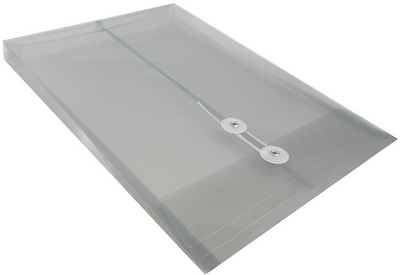 Smoke Gray Legal Open End Plastic Envelopes (9 3/4 x 14 1/2) with Button & String