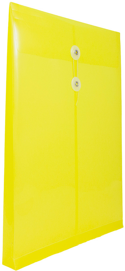 Yellow Legal Open End Plastic Envelopes (9 3/4 x 14 1/2) with Button & String