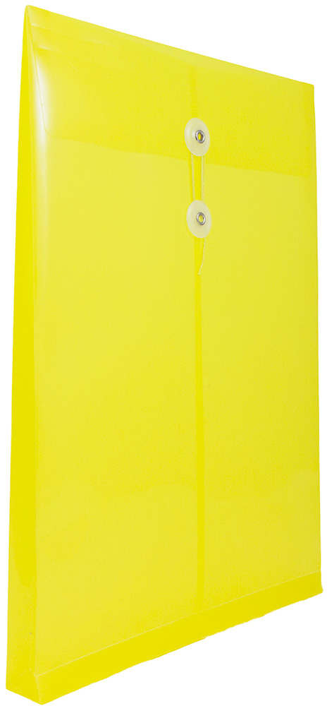 Yellow Legal Open End Plastic Envelopes (9 3/4 x 14 1/2) with Button & String