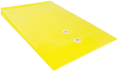 Yellow Legal Open End Plastic Envelopes (9 3/4 x 14 1/2) with Button & String