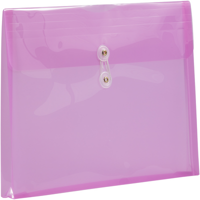 Lavender Purple Letter Booklet Plastic Envelopes (9 3/4 x 13) with Button & String