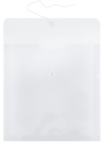 Clear 13 x 13 Square Plastic Envelopes with Button & String