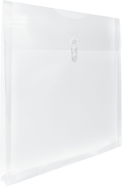 Clear 13 x 13 Square Plastic Envelopes with Button & String