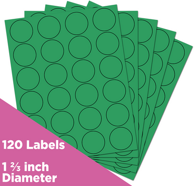 Green Medium 1 2/3 Inch Round Labels