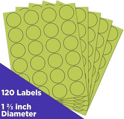 Ultra Lime Green Medium 1 2/3 Inch Round Labels