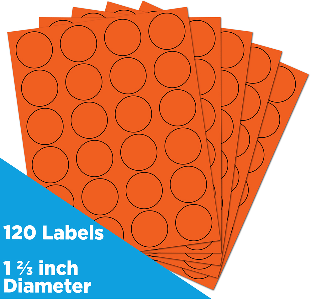 Orange Medium 1 2/3 Inch Round Labels