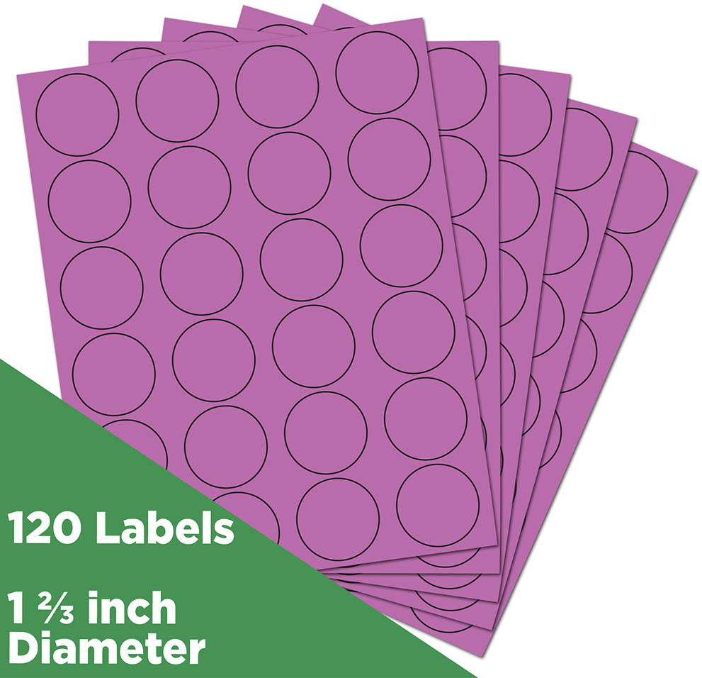 Violet Purple Medium 1 2/3 Inch Round Labels